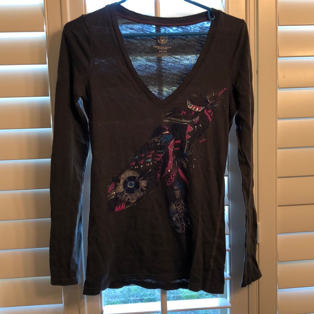 Slate gray American Eagle long sleeve Medium tee
